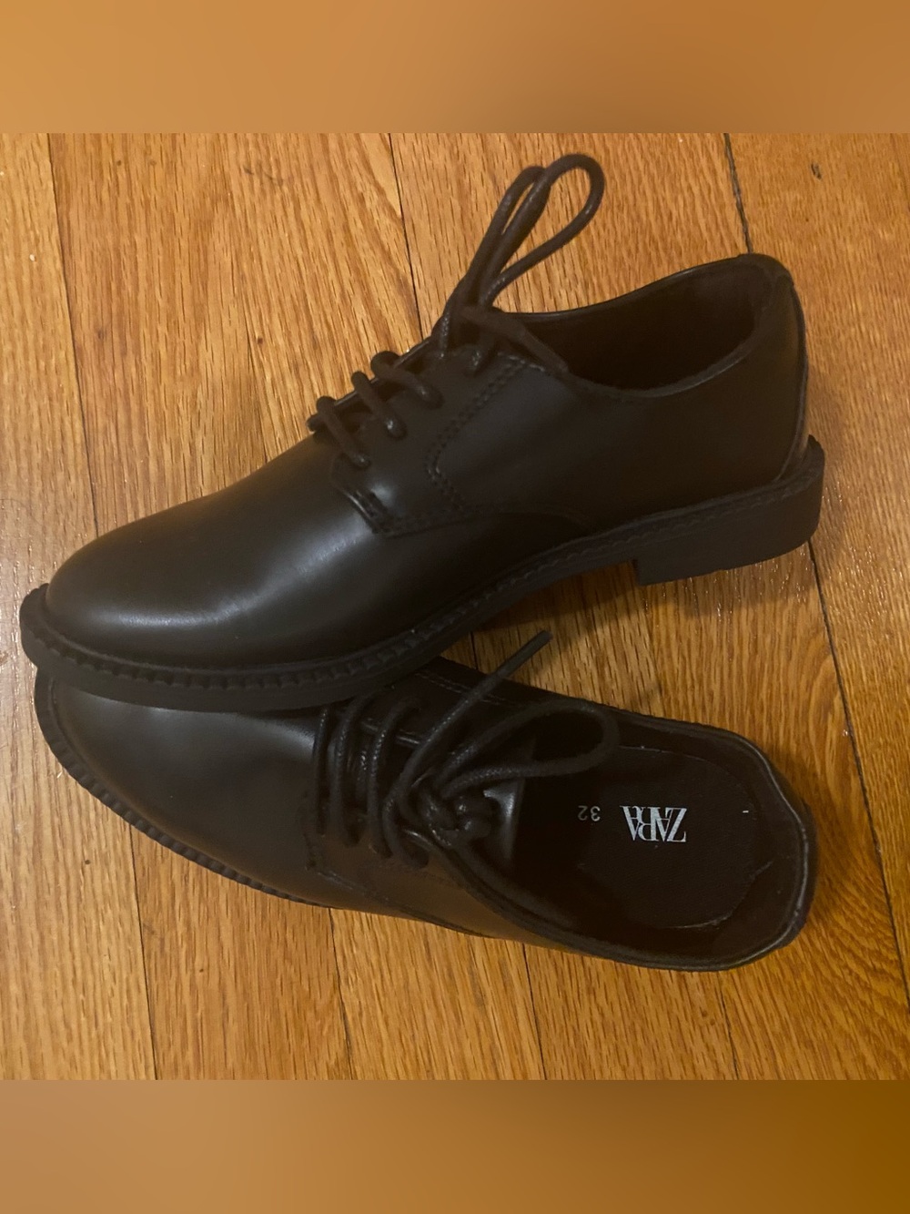Zara Black Leather Derby Lace-Up Shoes